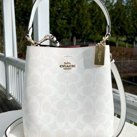 Coach Handbags - COACH Town Bucket Bag In Glacier White Signature Canvas